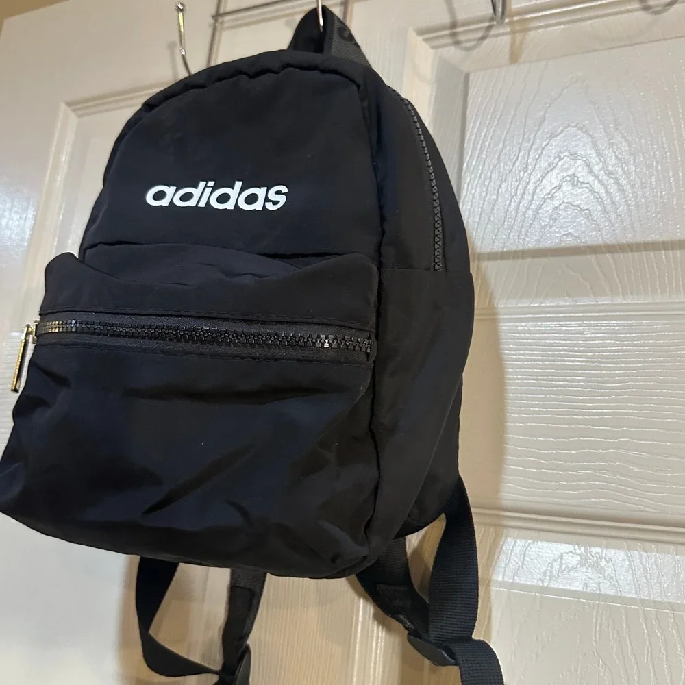 Adidas Linear Mini Backpack Black Gold Hardware Small Travel Bag - Picture 9 of 10